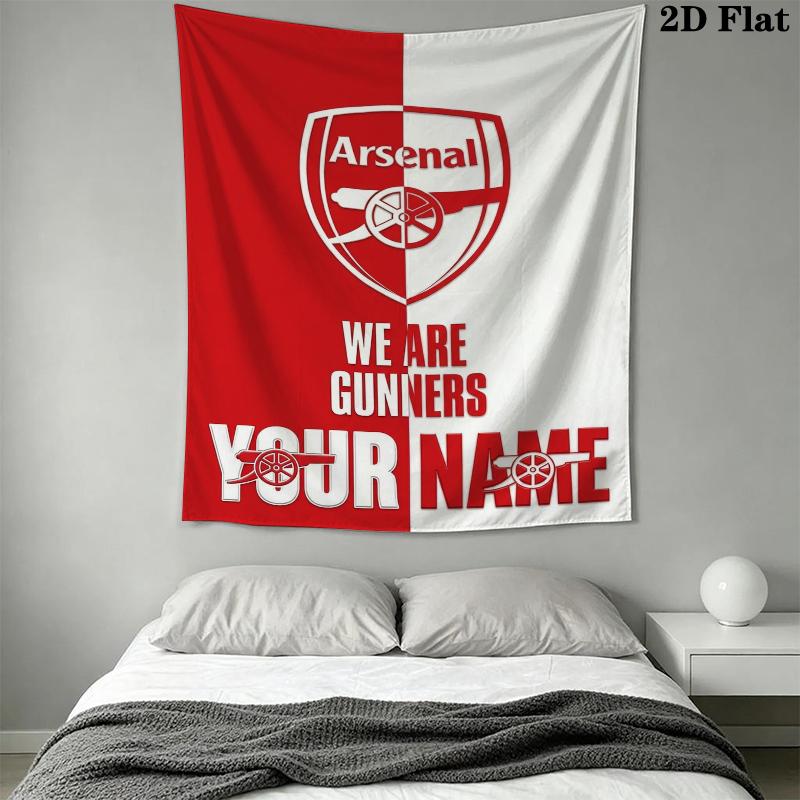 Custom Name Arsenal Wall Tapestry Aesthetic Wall Hanging Printed Fabric Blanket Decorative Tapestries for Bedroom Living Room Home Decor