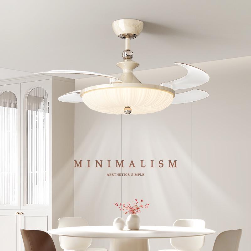 Modern Minimalist Silent Ceiling Fan with Light - High Airflow for Living Room, Dining Room, and Bedroom
