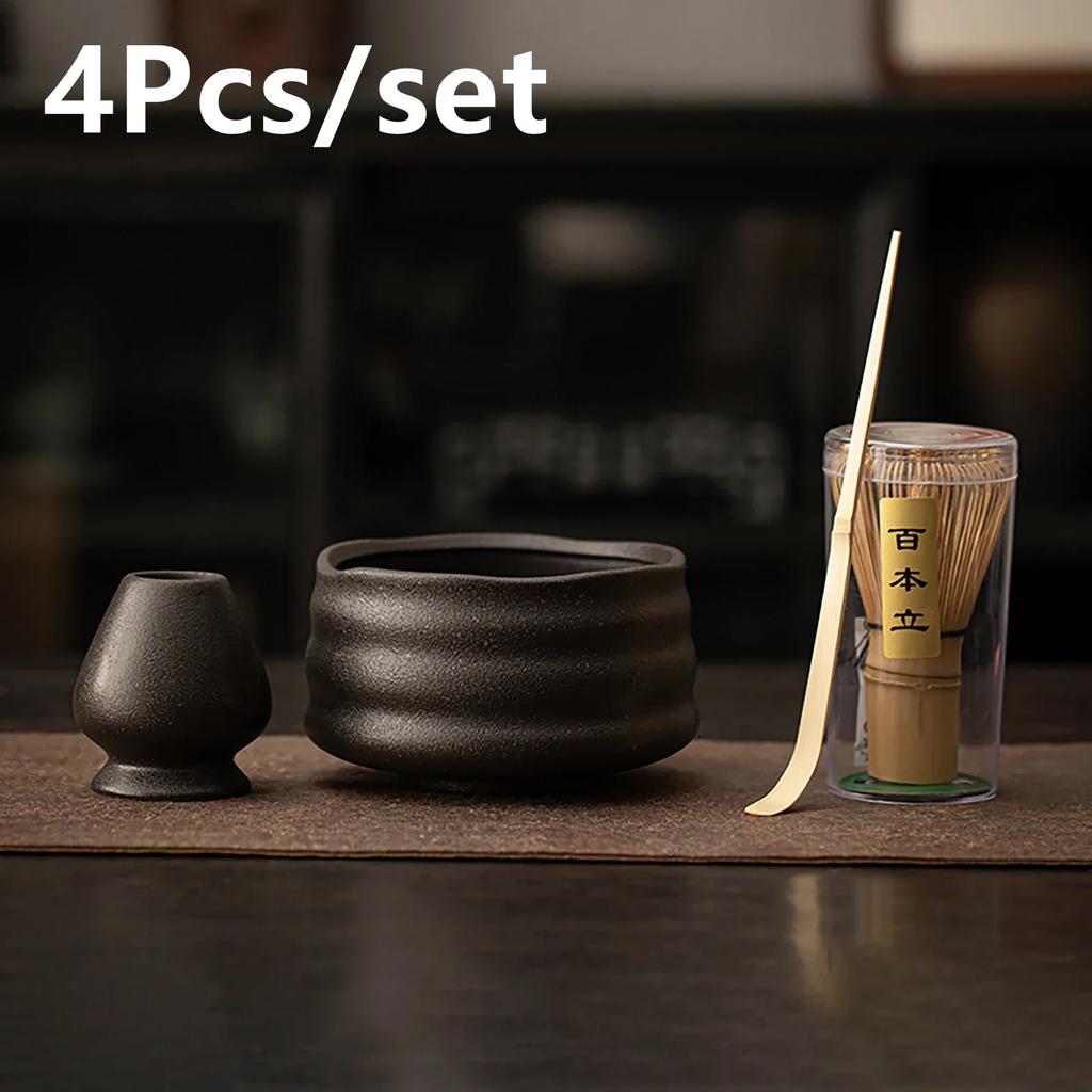 Набор для приготовления японского матча из 4 предметов: бамбуковый венчик, чайная ложка, кисточка, чайная ложка-кильн. Набор чайных инструментов. Для приготовления чая в помещении.