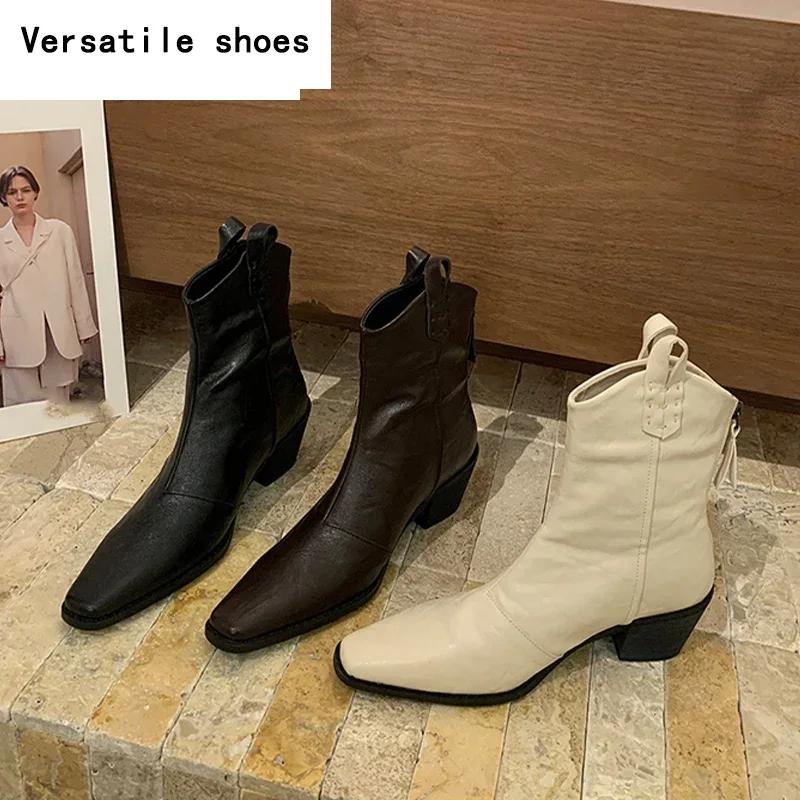 Chelsea High Heels Ankle Boots Women Shoes Leather Fashion New Snow Boots Winter Brand Gladiator Pumps Western Botas Mujer