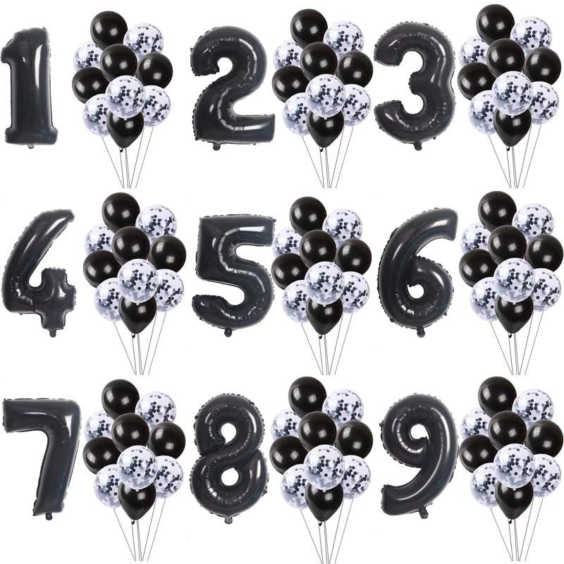 11 шт./компл., большой размер, цифровые воздушные шары из фольги, конфетти, латексный воздушный шар, украшение для дня рождения, свадьбы, детские шарики для душа