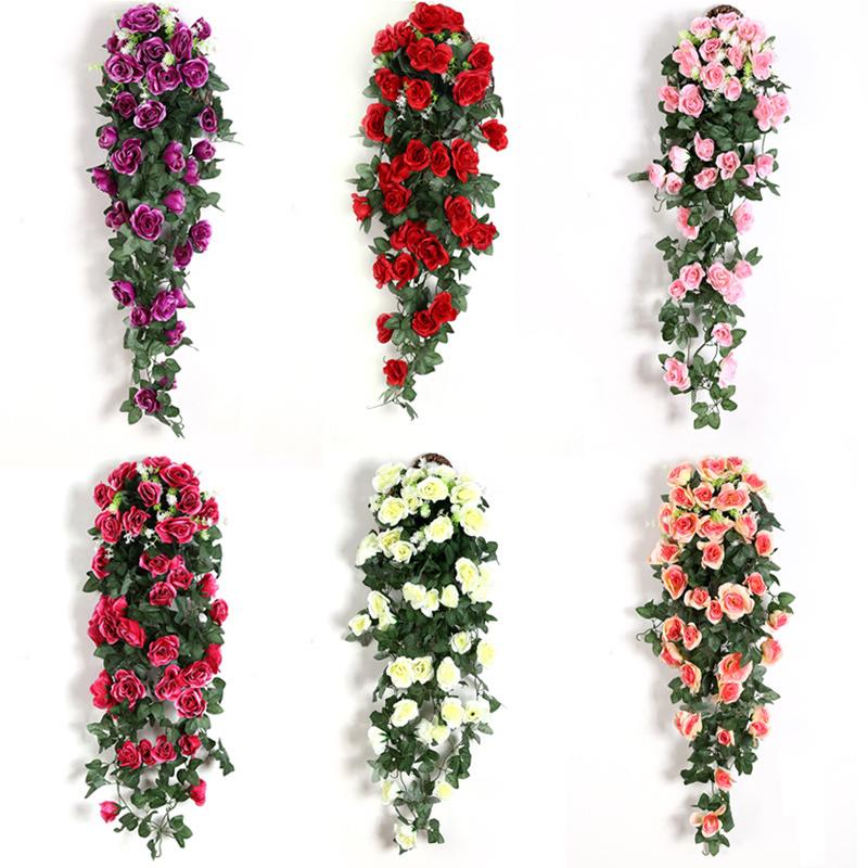 Good Home Decor Home Garden Decor Hanging Rose Flowers Vine Plant Indoor Fake Artificial Flower Outdoor