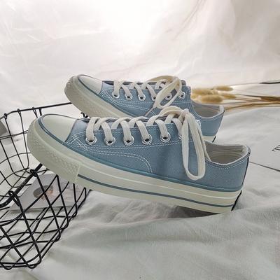 Небесно-голубые, нежно-розовые парусиновые туфли, обувь для школьниц, кеды, 18