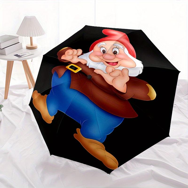 1pc Snow White Happy Dwarf Automatic Open/CloseUmbrella-CuteUmbrella with Cute Design, Portable 3-Fold Compact Umbrella for Men & Women, Val
