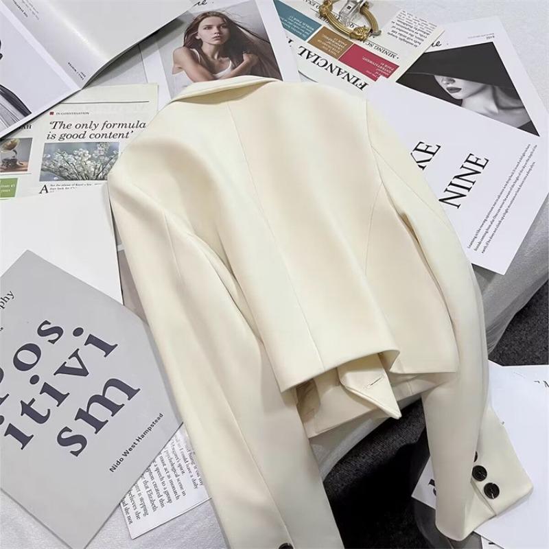 Короткая белая куртка для женщин Модный пиджак Костюм для женщин Весна Осень Карьера Короткие куртки для женщин Костюм
