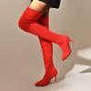 Red Boots Platform Pointy Toe Punk High Thin Heels Over The Knee Long Boots Autumn Winter Casual Party Shoes Women's Boots 2024