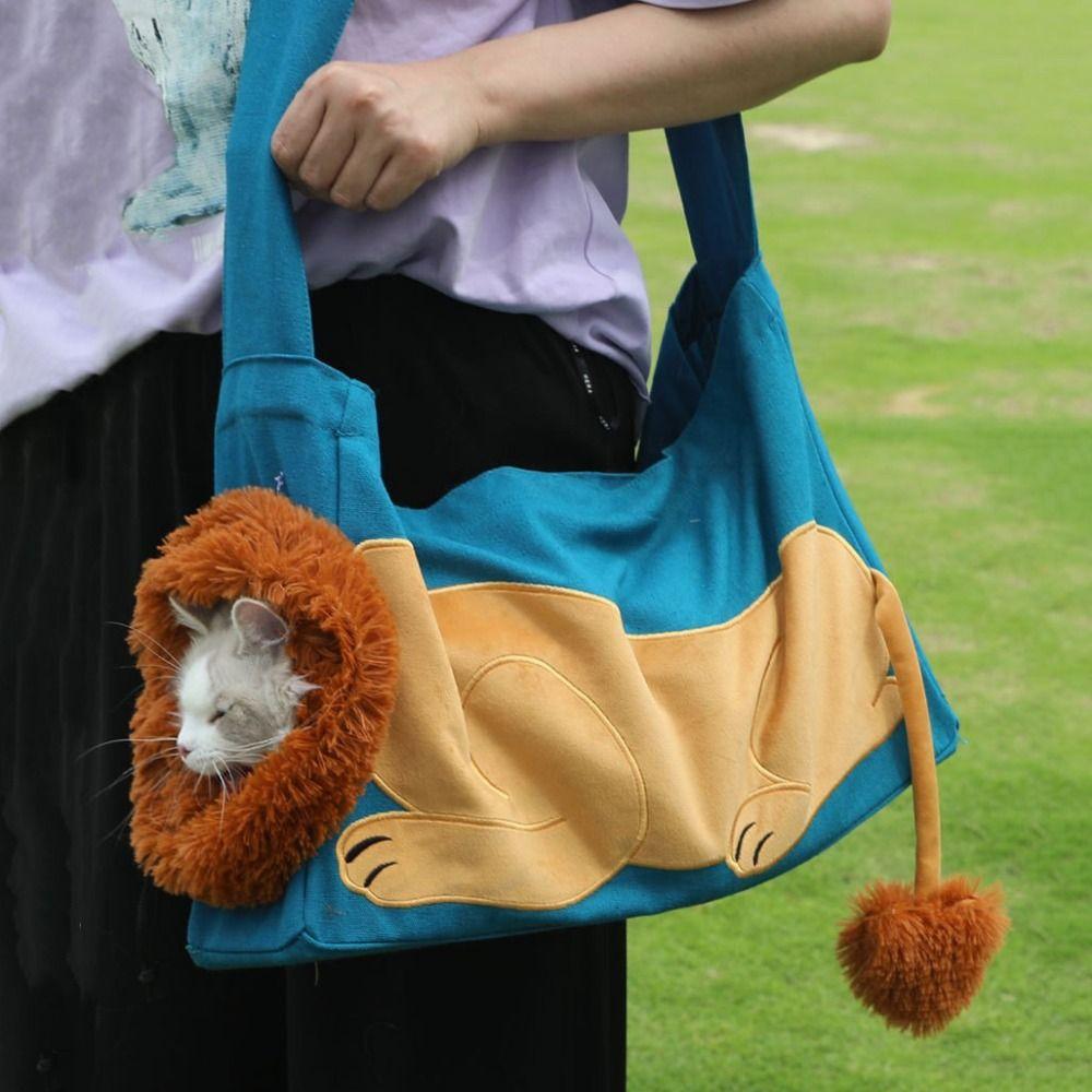 Cartoon Pets Outgoing Handbag Lion Design Pet Shoulder Carrying Bags for Cats Rabbits Puppy