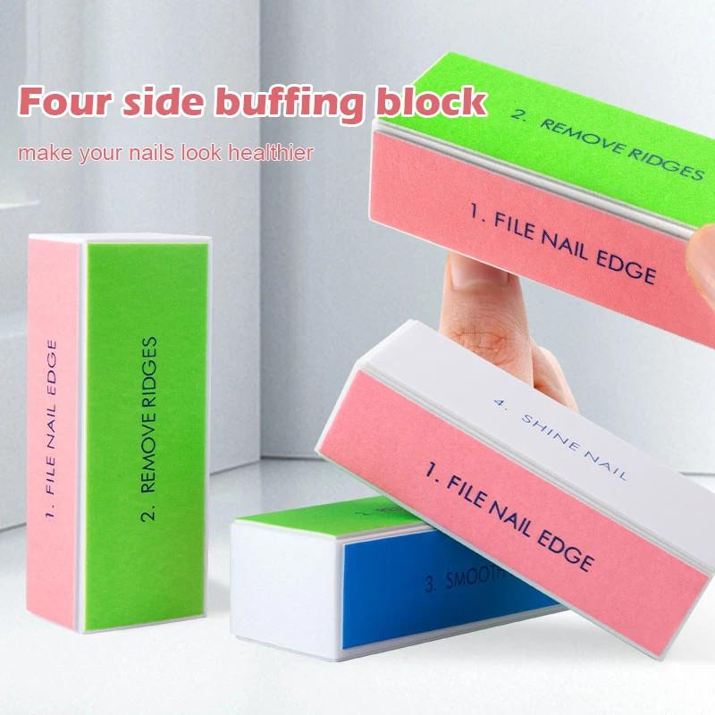 6/12 шт. Блок для полировки ногтей, 4 шага, цветной блок для полировки, блеск, пилочка для ногтей, маникюрные шлифовальные инструменты, набор для шлифовки натуральных ногтей