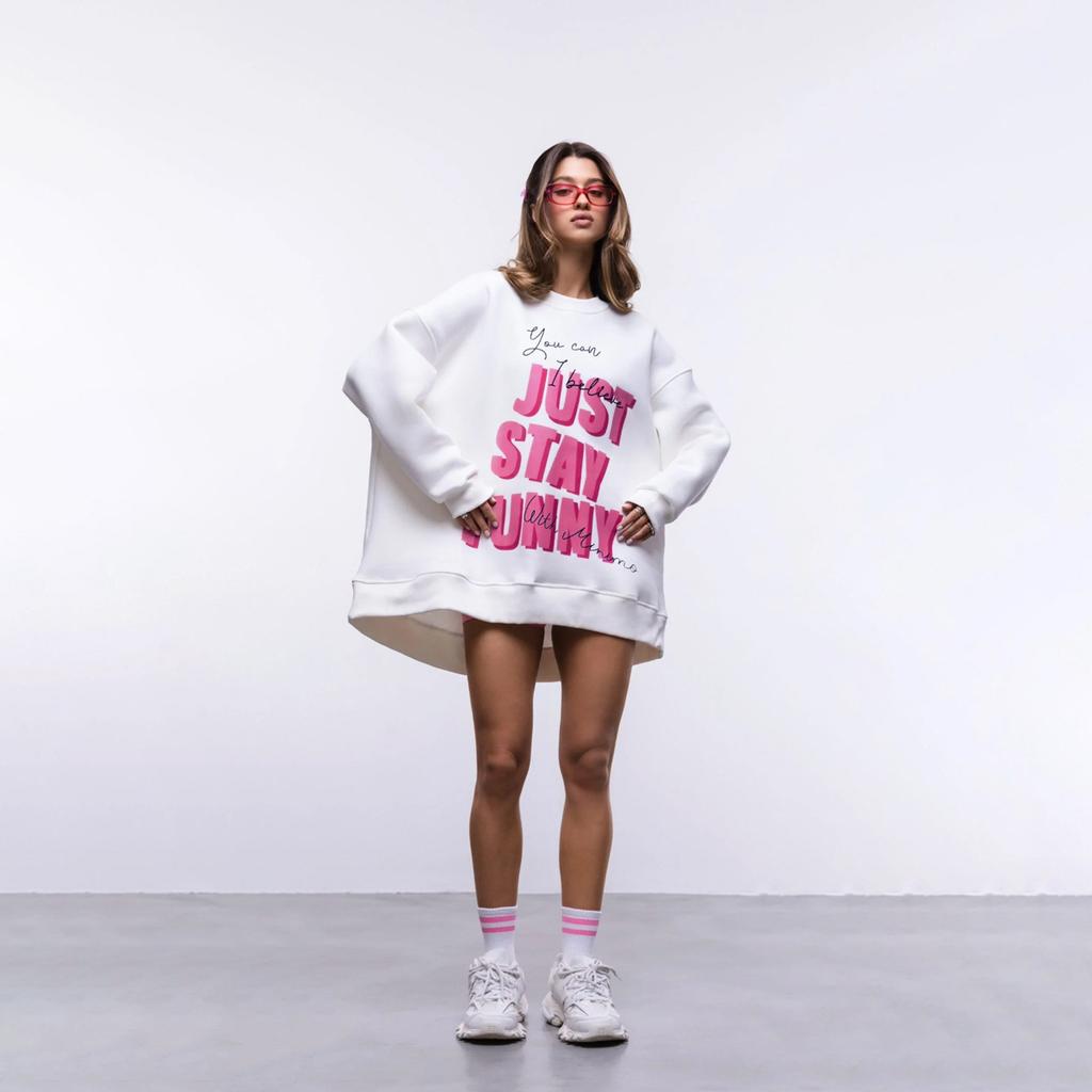 Женская осенне-зимняя свободная удобная простая толстовка-пуловер с круглым вырезом и буквами