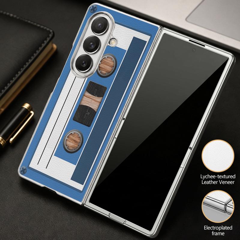 Креативный чехол с принтом аудиокассеты для Samsung Z Fold 8 Ultra 7 6 5 Гибридный 3-в-1 Кожаная накладка с покрытием Складной чехол для телефона для Galaxy Z Fold8 Fold7 Fold6