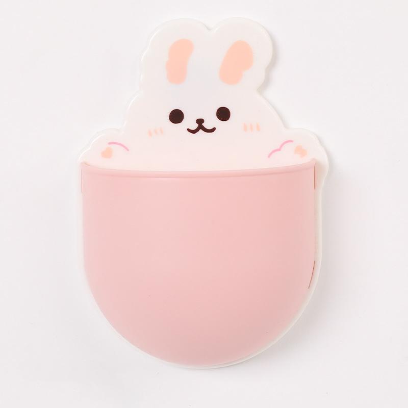 Kawaii Cartoon Bear Bunny Pen Holder Cute Storage Rack Self Adhesive Cosmetics Brushes Holder Korean Stationery Desk Organizer