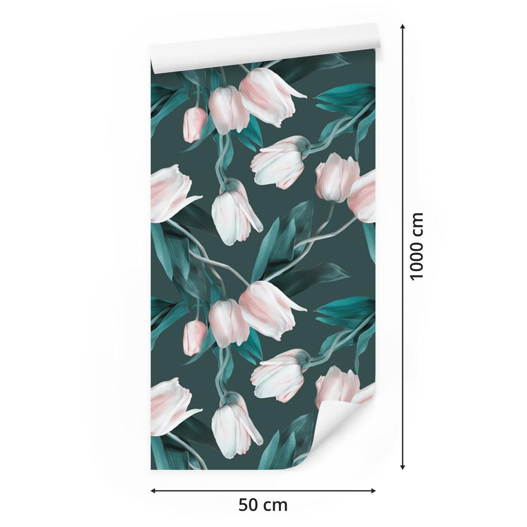 Wallpaper Bouquet of flowers tulips for living room and bedroom 50x1000