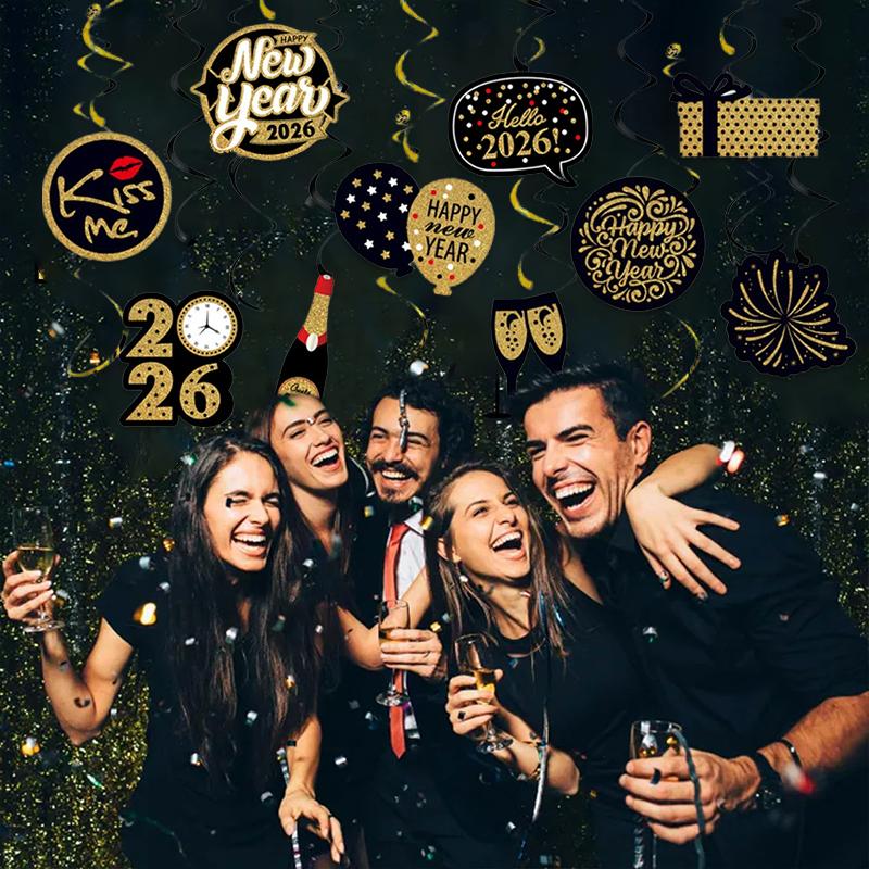 10 шт./упак. Бумажное украшение атмосферы Праздничная вечеринка Яркие цвета Элементы Нового года Новогоднего дня Прочный Изысканные узоры