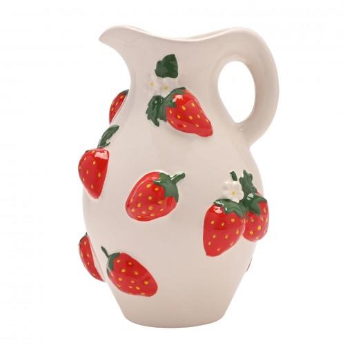The Cottage Garden Hand Painted Jug Vase - Strawberry