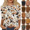 Women's Fashion Casual Round Neck 3/4 Sleeve Loose  Printed T-Shirt Ladies Top