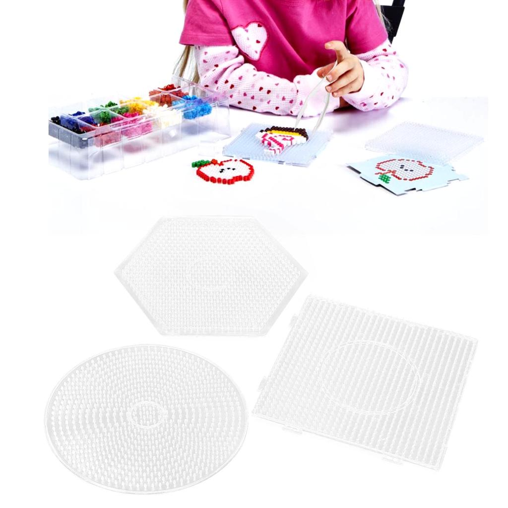Plastic Bead Boards, 3 Pieces Templates with Transparent and Round Shapes Boards for Projects and Crafting