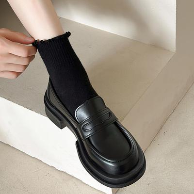 Британский стиль платформа маленькие кожаные туфли женские из натуральной кожи лоферы 2025 весна новая обувь Мэри Джейн на мягкой подошве на одной педали