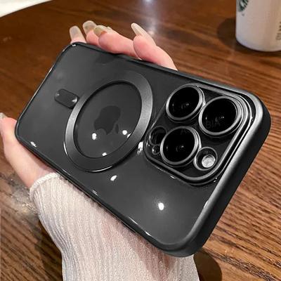 Роскошный матовый чехол с прозрачным покрытием для iPhone 15 14 13 12 11 Pro Max с магнитной беспроводной зарядкой Magsafe и защитной крышкой