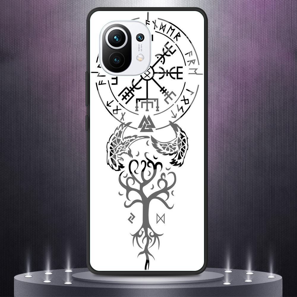Чехол из закаленного стекла для Xiaomi Mi Poco X3 NFC 11 Ultra Note 10 Lite 10T Pro F3 9T 11i M3 Shell Phone Cover Viking Vegvisir Logo