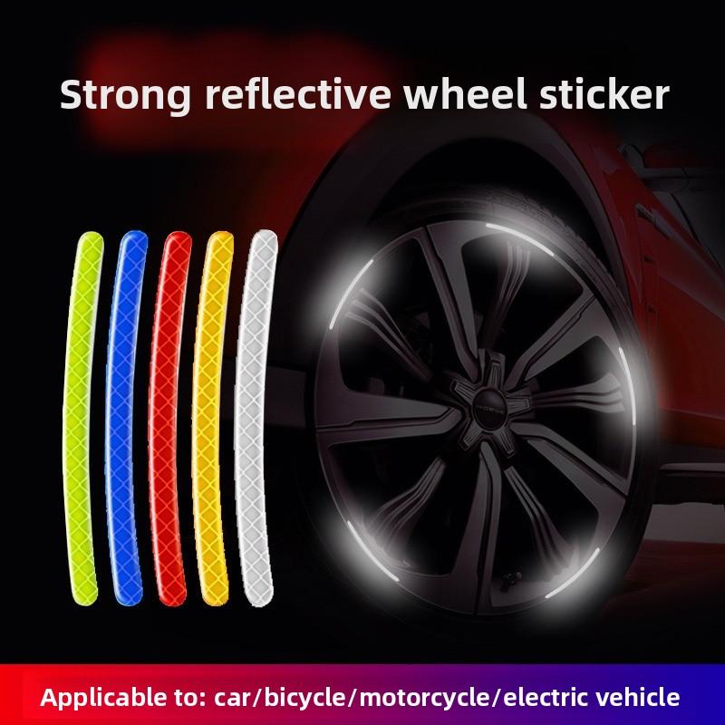 Car Universal Wheel Hub Reflective Stripes Safety Opening Warning Sticker Tape Auto Warning Reflective Tape Exterior Accessorie