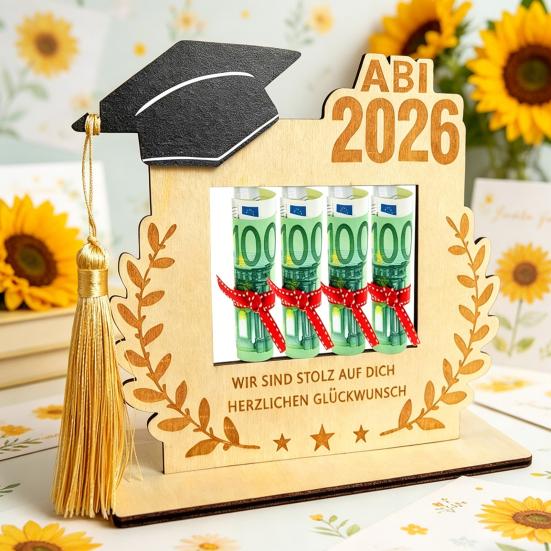 2026 Держатель для денег на выпускной Деревянная настольная подставка-держатель для денежных подарков Выпускники 2026 года Подарки на выпускной для старшей школы колледжа
