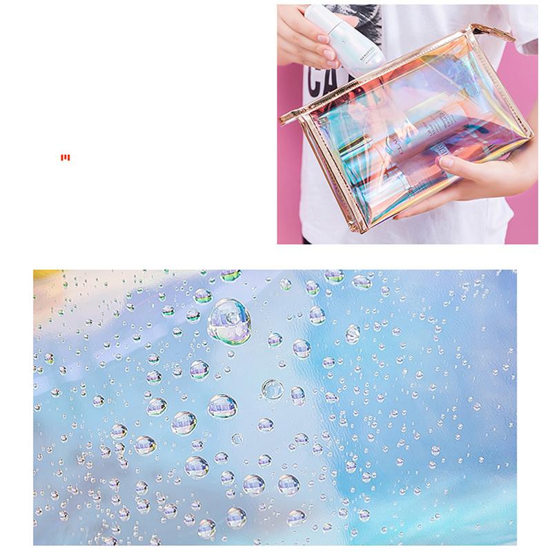 Colorful Holographic Women Cosmetic Bag Tpu Clear Makeup Beauty Organizer Pouch