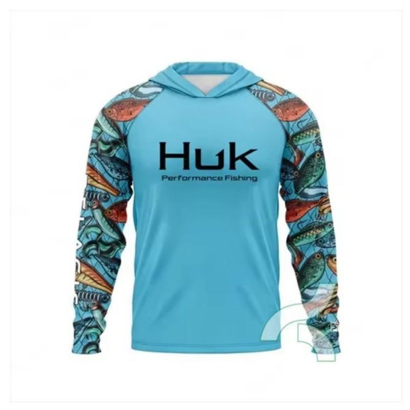 Mens Quick-Dry UV Protection Hooded Fishing Long Sleeve Shirt Summer Breathable Outdoor Sportswear Angling