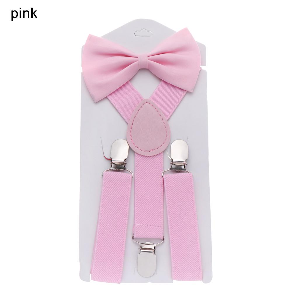 Kids Elastic Suspenders Bow Tie set Matching Tuxedo Suit Unisex Boy Girl Bowtie Wedding Costume Adjustable Y-Back Brace Belt