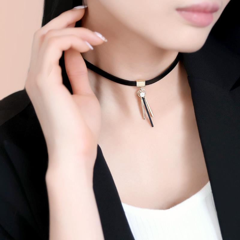 Сексуальный чокер с кисточками женская модная короткая цепочка на ключицы простая шейная бижутерия шейный ремешок