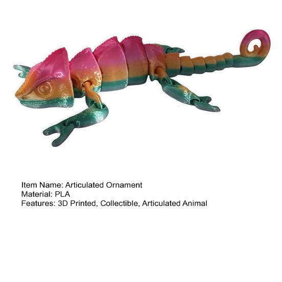 3D Printed Lizard Articulated Chameleon Ornament Desktop Decoration Flexible Animal Figurine Lizard Fidget Toy for Kids Adults Stress Relief