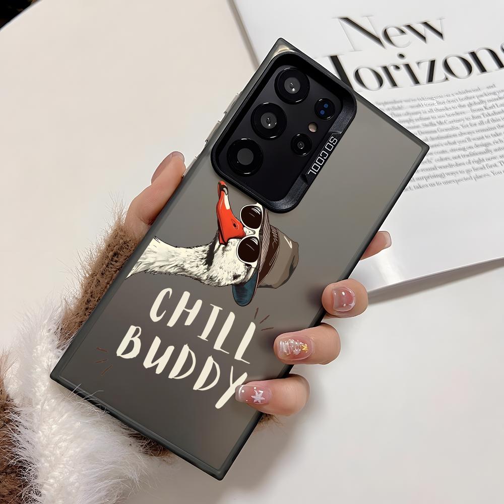 Funny Goose Phone Case For Samsung Galaxy S25 Edge S24 S23 S22 S21 S20 Ultra Funda Silicone Silver Cover