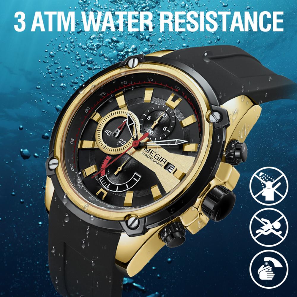 Megir Chronograph Men Sport Watch Male Silicone Automatic Date Quartz Watches Mens Luxury Brand Waterproof Relogio Masculino