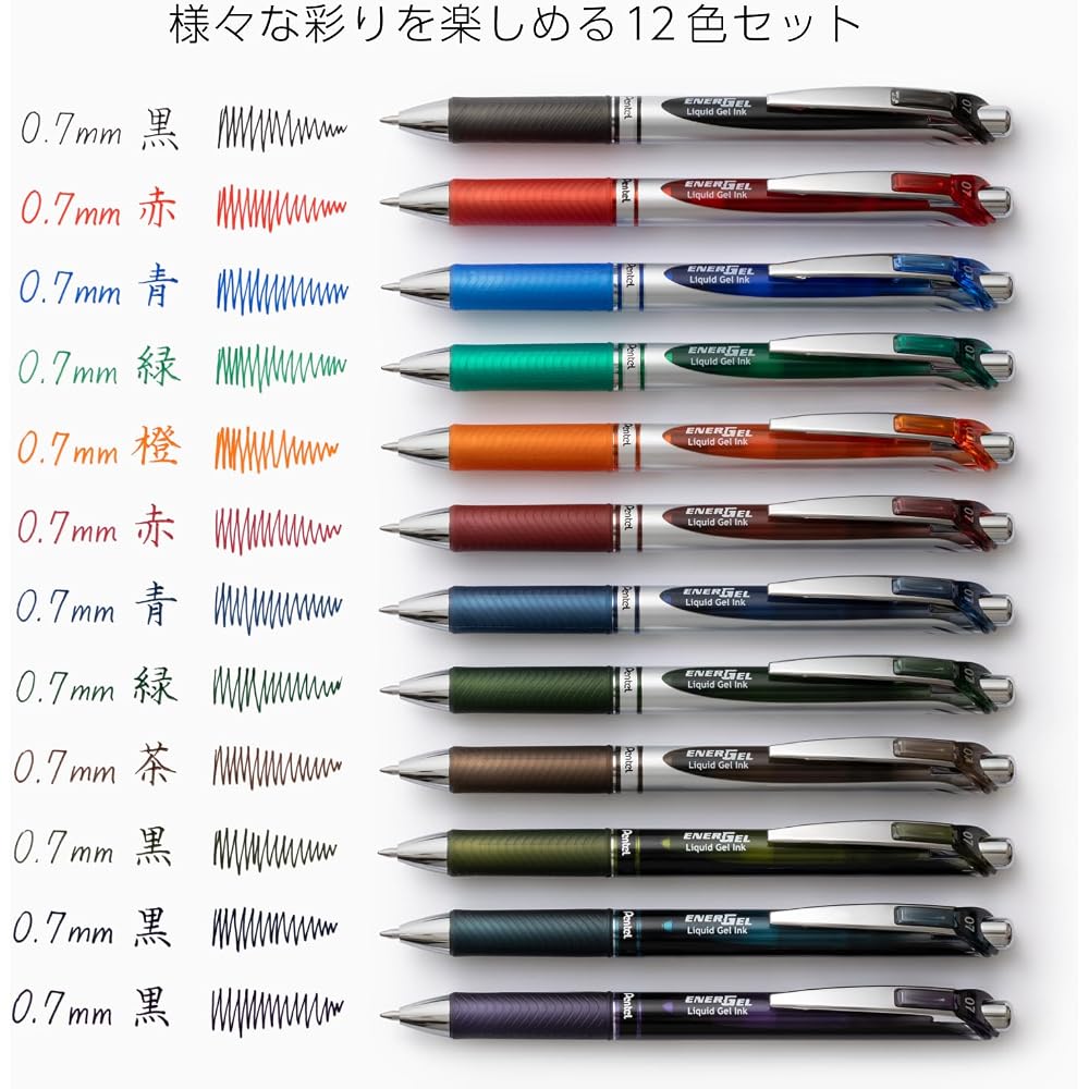 Pentel Гелевая шариковая ручка-клик 0,7 мм BL77-12AMZ 12 цветов