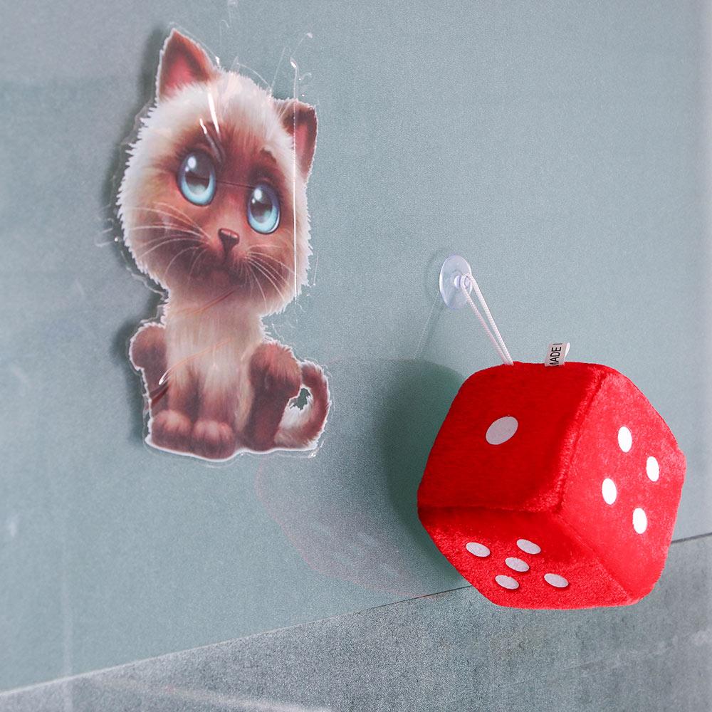 Universal Blue VINTAGE Rear Mirror Accessories Tech Auto Red Car Hanging Fuzzy Plush Dice