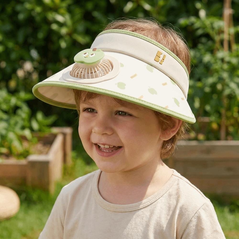 Cartoon Children Fan Hat Breathable Cooling Sunshade Hat Fashion Sunscreen Empty Top Hat Camping