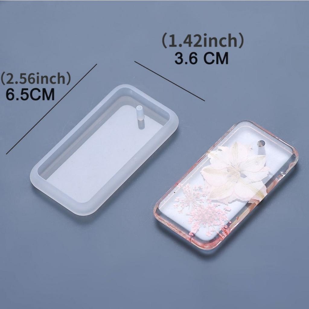 6pcs DIY Keychain Pendant Silicone Mold Set Crystal Epoxy Resin Mold Round Rectangle Pendants Jewelry Making Casting Mould