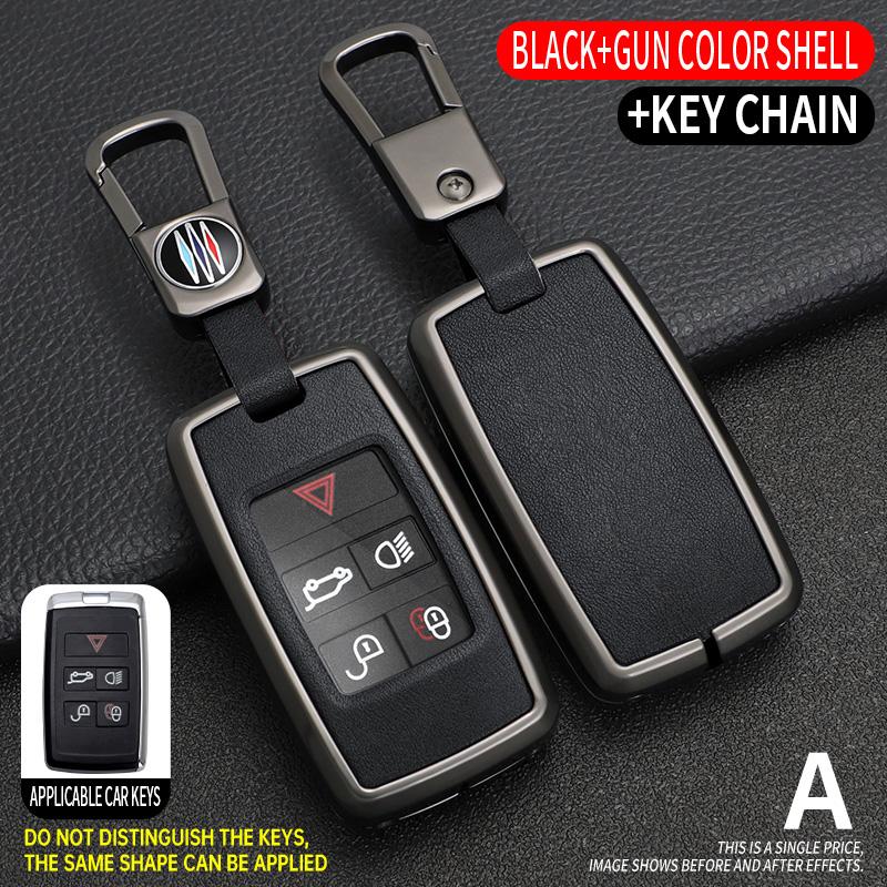 Leather Alloy Car Key Case Cover Protect Shell for Land Rover Range Rover Discovery 5 Sport for JAGUAR XE XF XJ F PACE Keychain