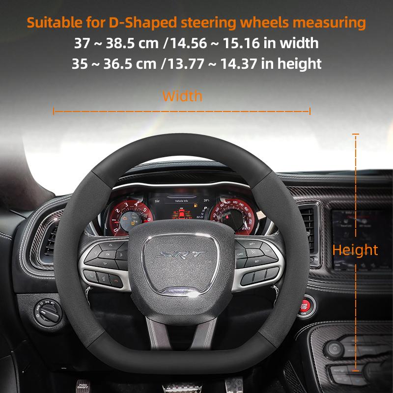 Suitable for Dodge Suede Matte Carbon Fiber Texture Steering Wheel Cover Suitable for Chenger Journey Charger Caliber Durango 1500 Grand Caravan WW7