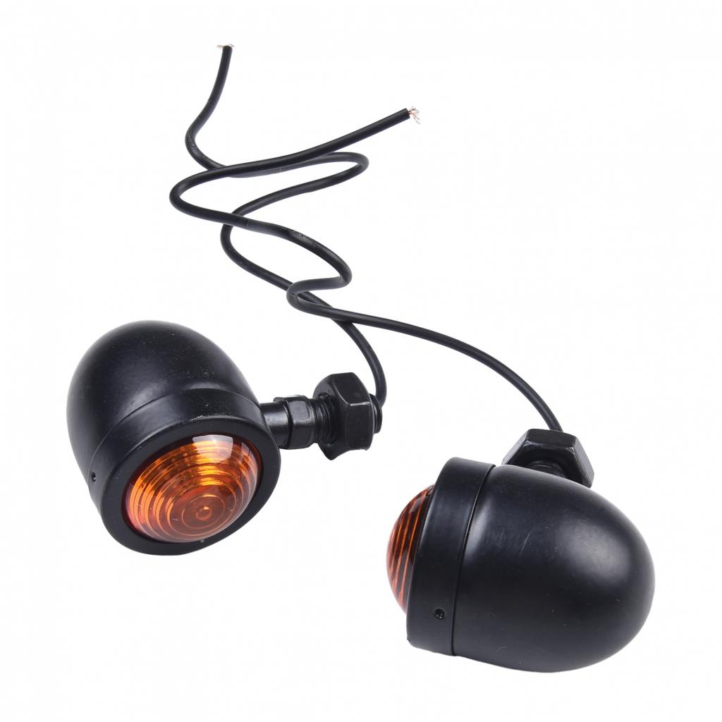 Replacement Lights Lamp Part Decor Set 2Pcs Black Motorcycle Cafe Turn Signal