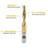 Tap Drill Bit Set Screw Thread Titanium Plated Hex Shank HSS Spiral Flute Compound Combination M3 M4 M5 M6 M8 M10 For Wood Metal