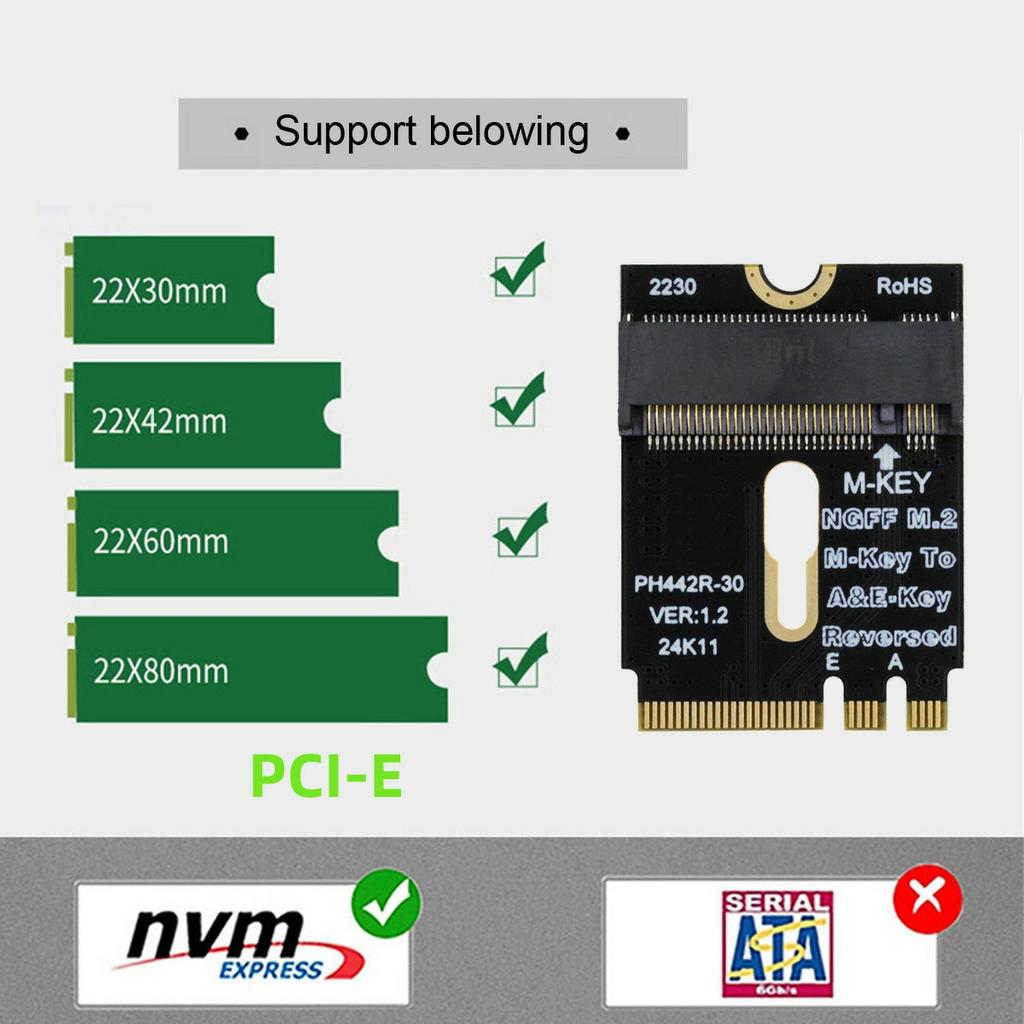 EP-043-BK Адаптер-удлинитель NGFF A+E-Key (папа) к NVME M-Key (мама) для материнской платы ноутбука SSD