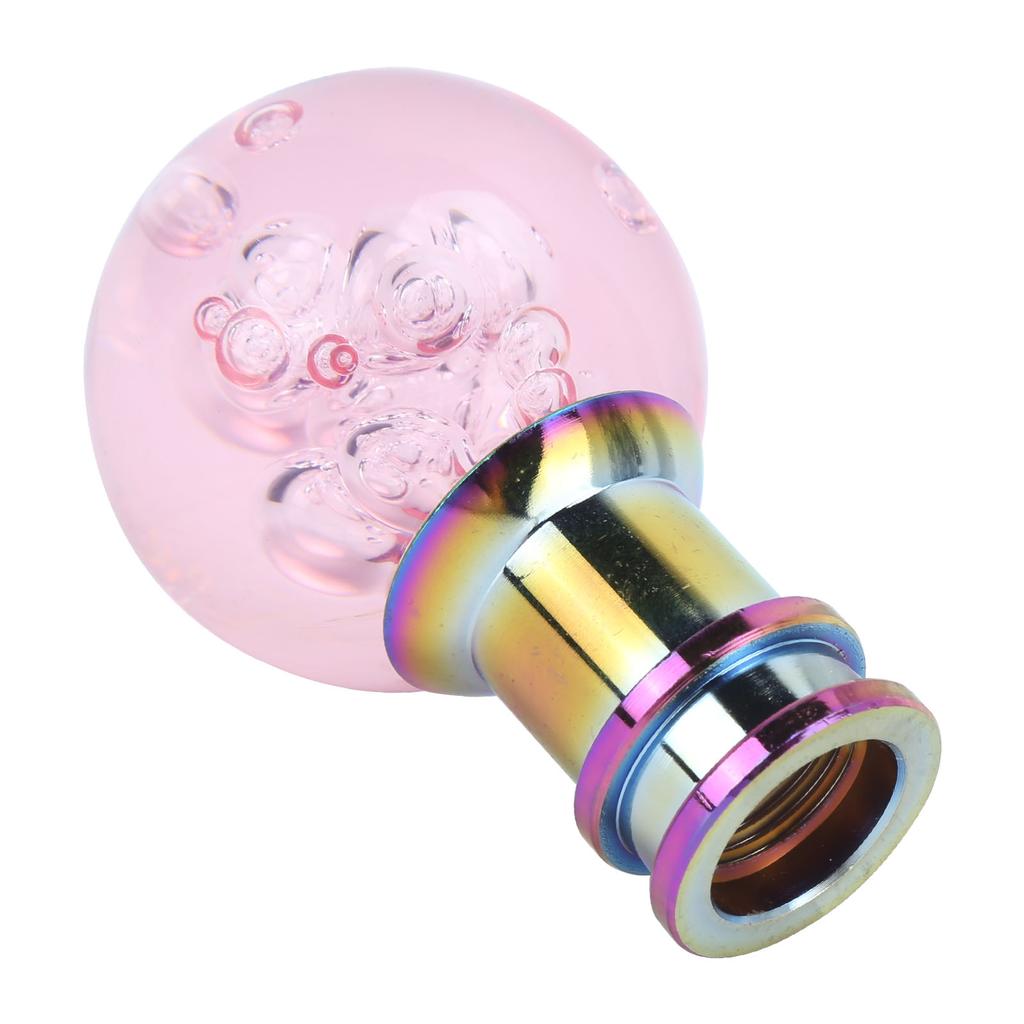 Manual Shift Knob Gear Stick Shifter Pink Crystal Bubble with 3 Threaded Adapters Universal