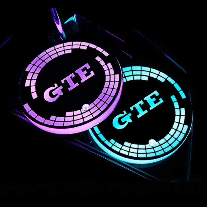 For VW VOLKSWAGEN 2026 New Car LED Luminous Water Cup Holder Mat For Volkswagen VW GTE Golf 5 6 7 GTI MK6 Passat Polo Beetle Mag
