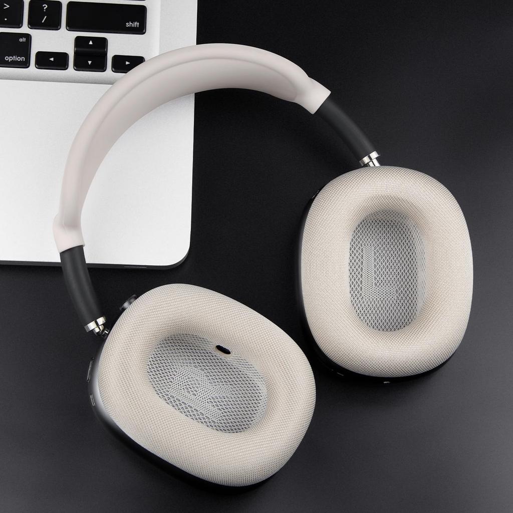SOULWIT Replacement Ear Pads and Cushions for Airpods Max Over-Ear Headset, Durable Mesh Fabric Head Pads with Soft Foam Ear Cups - Starlight