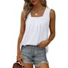 Women's Tops Fashion Clothing Summer T-shirt Vest Pleated Square Neck Sleeveless Solid Color Pullover Casual Shirts Female