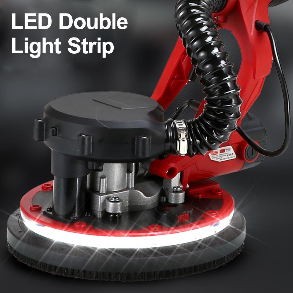 Электрическая шлифовальная машина для гипсокартона, 1280 Вт, с регулируемой скоростью, с автоматической вакуумной светодиодной подсветкой, наждачная бумага для стен, шпатлевка, шлифовальная машина для стен