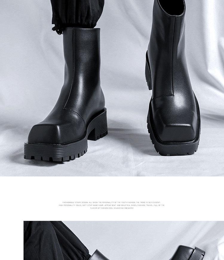 Осень 2023 г. Мужские высокие ботинки Martin с квадратным носком, толстой подошвой и молнией сзади 8118-R