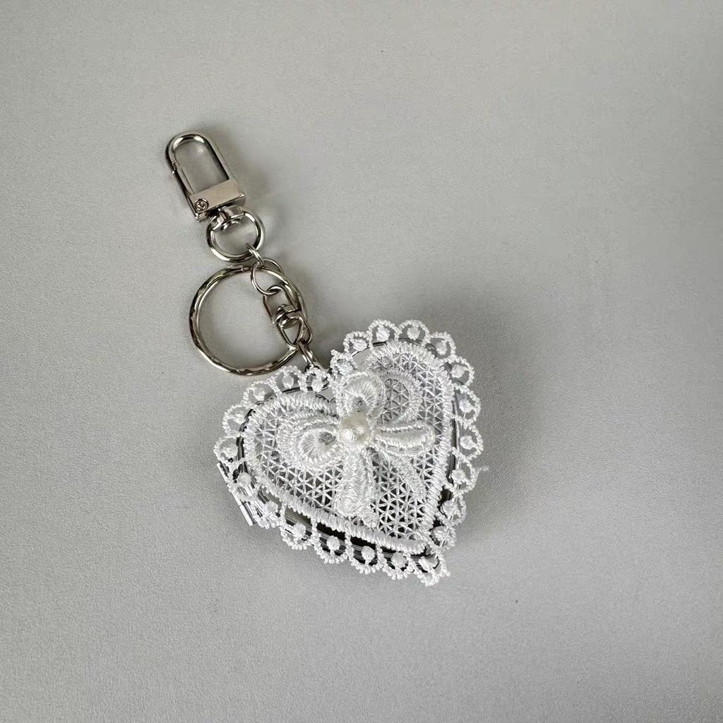 Double Sided Mirror Bag Hanging Keychain Heart Shape Cosmetic Mirror Key Chain Women