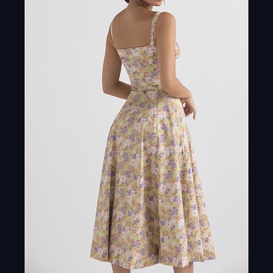 Summer Temperament, Solid Color, Fashionable, High-quality Suspender Dress, Medium Length Dress for Women