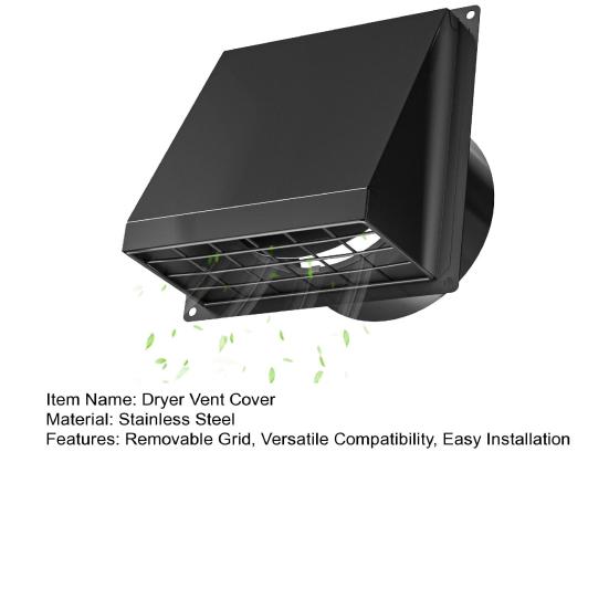 Dryer Vent Cover 4 Inch Outside with Removable Grid Easy Installation Stainless Steel Wall Mount